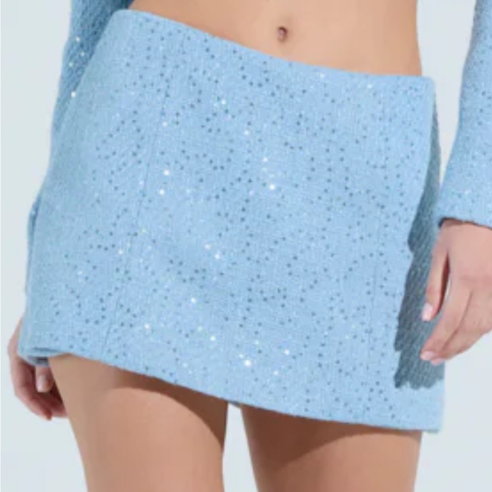 Sparkling Light Blue Mini Skirt